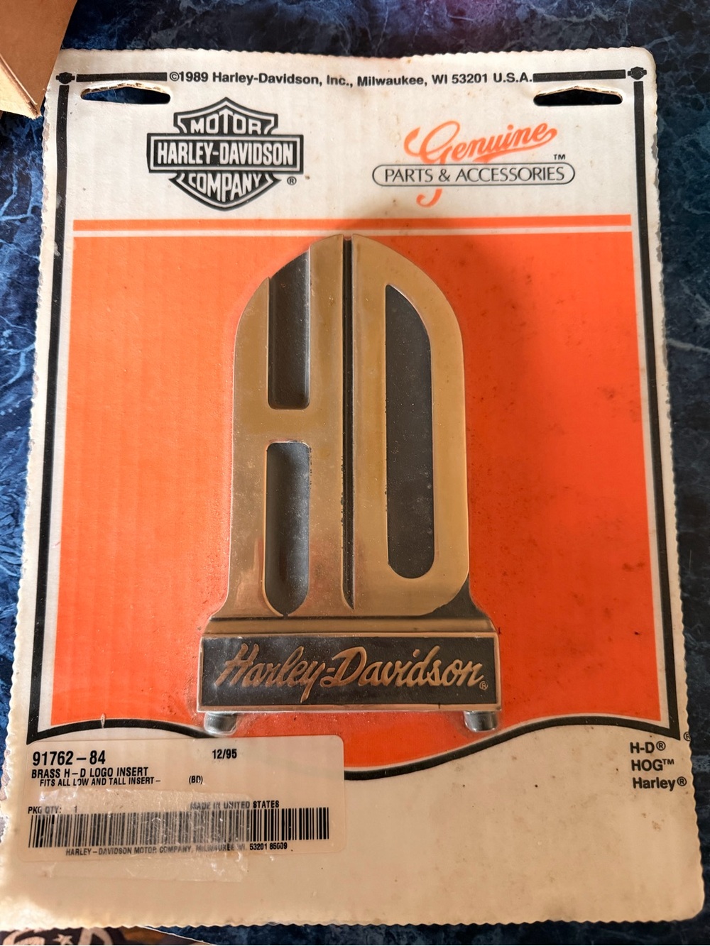 Harley-Davidson Brass H‑D Logo Insert with Black Inset